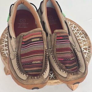 Twisted X Eco TWX Colorful Striped Driving Moccasins Womens size 7.5 Slip On